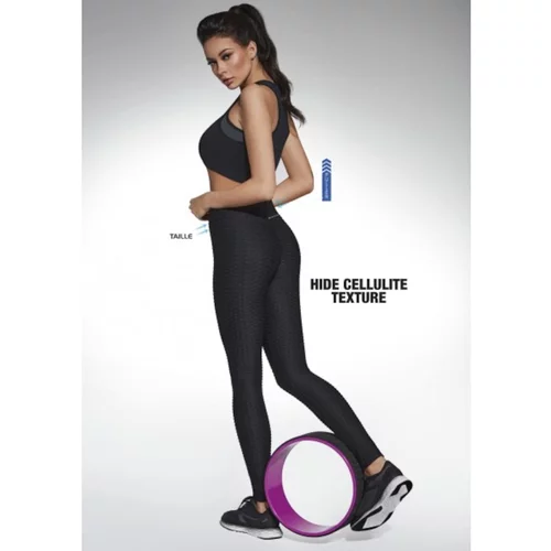 Bas Bleu AURA sports leggings black with wasp waist and cellulite-hiding structure and welt emphasizing the buttocks