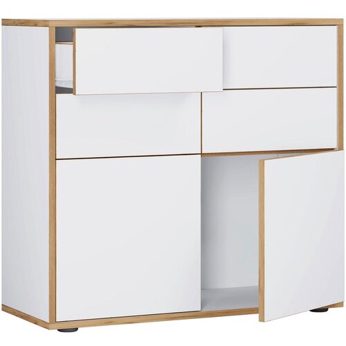 MID.YOU Komoda Salia B100, Bela, Barva Hrasta Slike
