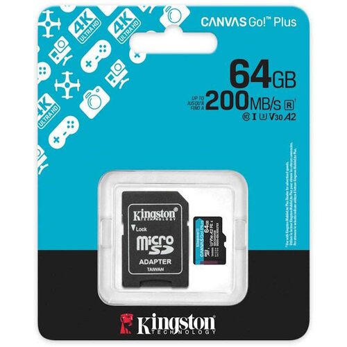 Kingston Memorije kartice SDCG4/64GB/Canvas Go! Plus/microSD/200/100MB/s/+adapter Cene