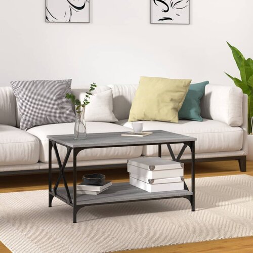 VidaXL Klubska mizica siva sonoma 80x50x45 cm inženirski les in železo Slike