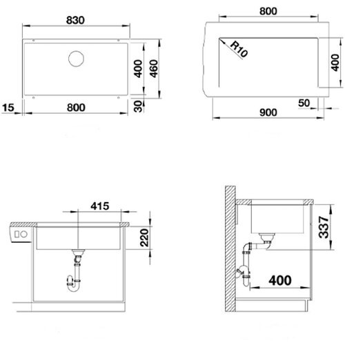 Blanco 526005 Subline 800-U pomivalno korito iz umetnega kamna Cene