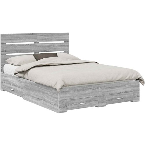 vidaXL konstrukcija postelje siva sonoma 140 x 190 cm konstruiran les, (5000113664) Cene