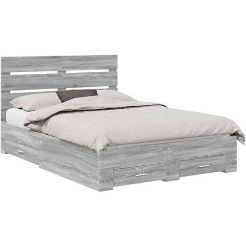 vidaXL Okvir za krevet s ladicama Siva Sonoma 140 x 190 cm - Sivi hrast sonoma 140 x 190 cm Cijene