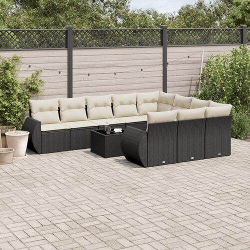 vidaXL 11-dijelni set vrtnih sofa od poliratana s jastucima crni Cijene