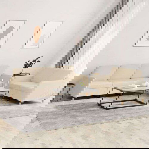  2-dijelni set sofa s jastucima krem od tkanine Slike
