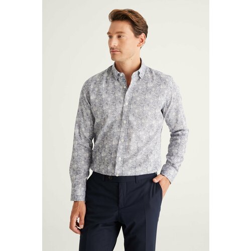 AC&Co / Altınyıldız Classics Men's Navy Blue Slim Fit Slim Fit Slim Fit Collar Hidden Buttons Collar Cotton Shirt Slike