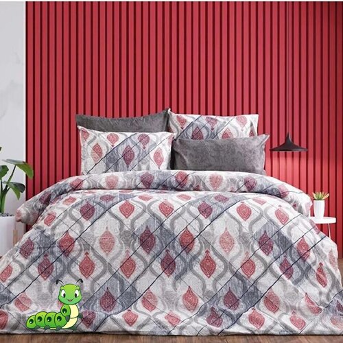 Gusenica posteljina sa crvenim šarama - 140x220 Cene