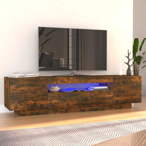 TV ormarić s LED svjetlima boja dimljenog hrasta 160x35x40 cm Cene