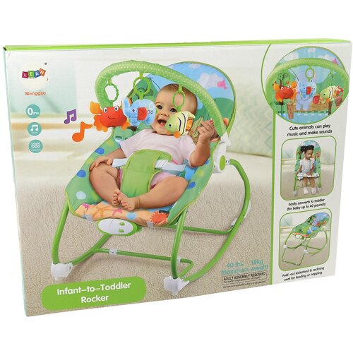 Lean Toys Otro&amp;scaron;ki Ležalnik z vibracijami za dojenčka Zelena Cradle Rocker Slike