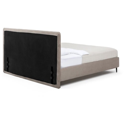 Bonami Selection Smeđe-sivi tapecirani bračni krevet s podnicom 160x200 cm Noira Slim &amp;ndash; Slike