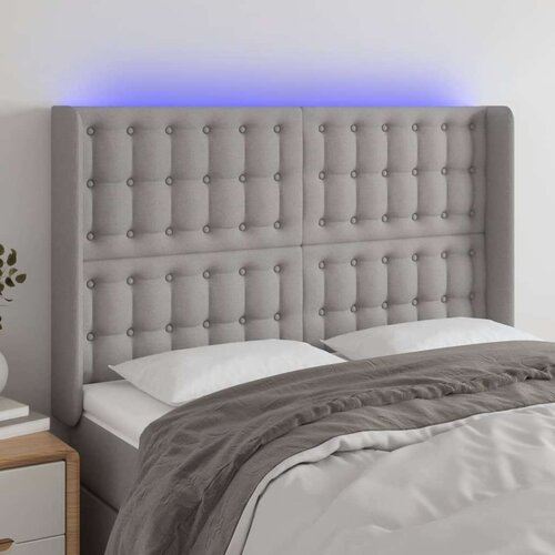  LED posteljno vzglavje svetlo sivo 147x16x118/128 cm blago, (20737337) Cene