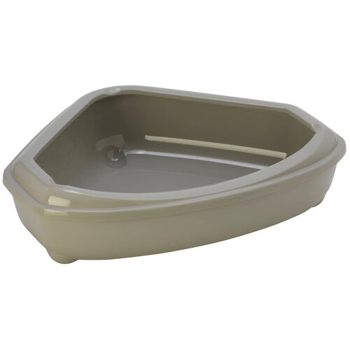 Moderna Corner Tray ugaoni otvoreni WC za mačke sa ramom Taupe Slike