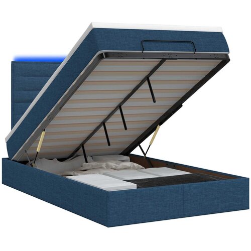  Krevet od pjene s madracem i LED-om Plava 120 x 200 cm Tkanina Slike
