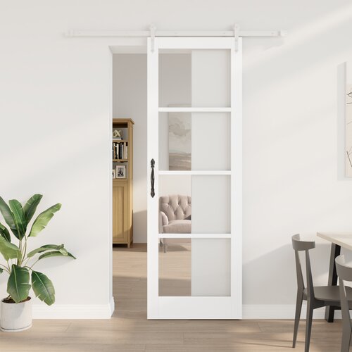 VidaXL Klizna Vrata s Oprema Set Bijela 78x232 cm Čvrsta Drvena Borovina Slike