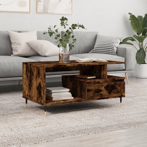 The Living Store Klubska mizica dimljeni hrast 90x49x45 cm inženirski les - Klubska Mizica, (21574829) Cene