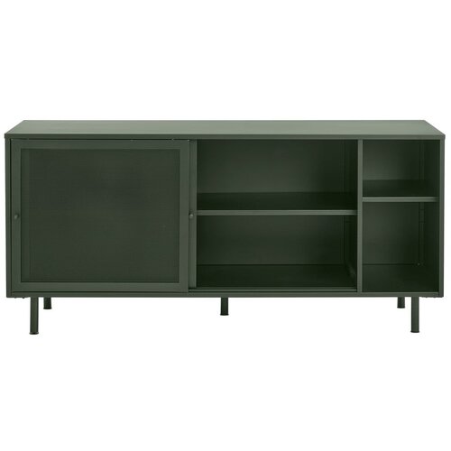 Unique Furniture Tamno zelena metalna niska komoda s kliznim vratima 160x75 cm Veep &amp;ndash; Slike