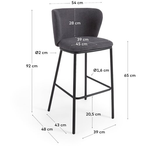 Kave Home Tamno siva barska stolica (visine sjedala 65 cm) Ciselia &amp;ndash; Slike