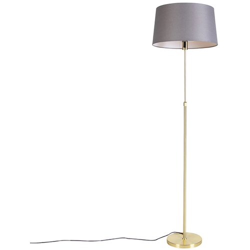 QAZQA Stoječa svetilka zlata / medenina s platnenim odtenkom siva 45 cm - Parte Cene