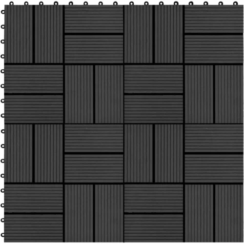 vidaXL pločice za trijem 11 kom WPC 30 x 30 cm 1 m² crne