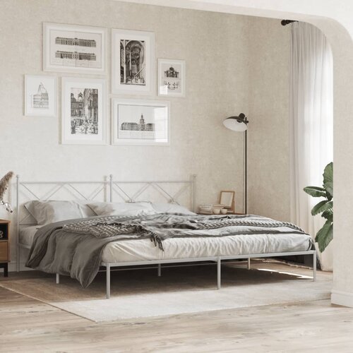  Metalni okvir za krevet s uzglavljem bijeli 200x200 cm Cene