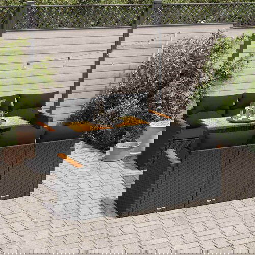 vidaXL 7-dijelni set vrtnih sofa od poliratana s jastucima crni bagrem Cijene