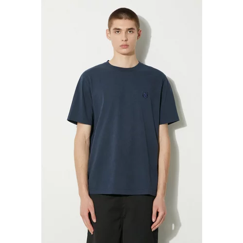 MAISON KITSUNÉ Pamučna majica Bold Fox Head Patch Comfort Tee Shirt za muškarce, boja: tamno plava, s aplikacijom, MM00127KJ0118