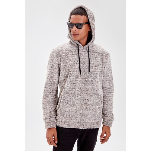 Trendyol Gray Men&amp;#039;s Hoodie Kangaroo Pocket Long Sleeve Sweatshirt Slike