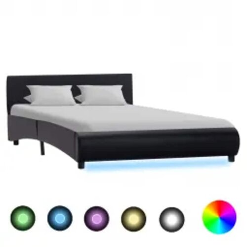  Okvir za krevet od umjetne kože s LED svjetlom crni 140x200 cm Cene