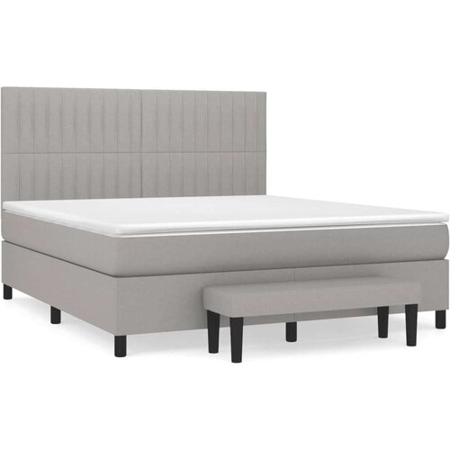  Krevet box spring s madracem svjetlosiva 160x200 cm tkanina Slike