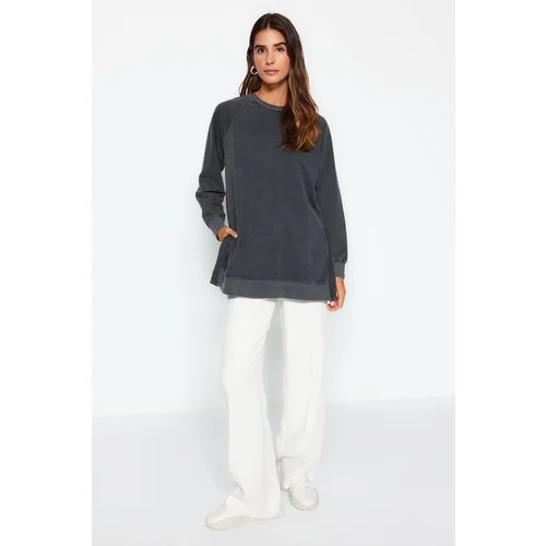 Trendyol Anthracite Wash Knitted Sweatshirt