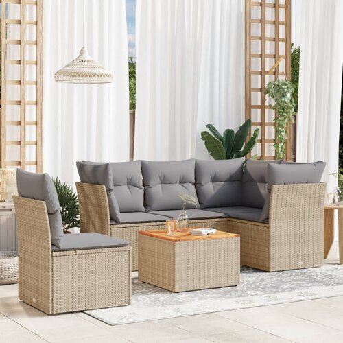 vidaXL 6-dijelni set vrtnih sofa s jastucima bež od poliratana Cijene