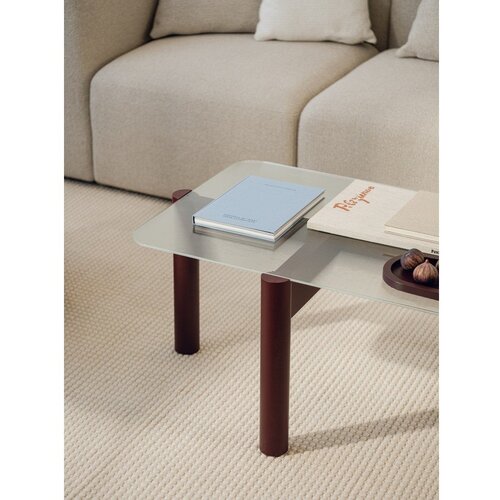 Noo.ma Bordo rdeča klubska mizica s stekleno mizno plo&amp;scaron;čo 55x105 cm Kob &amp;ndash; Slike