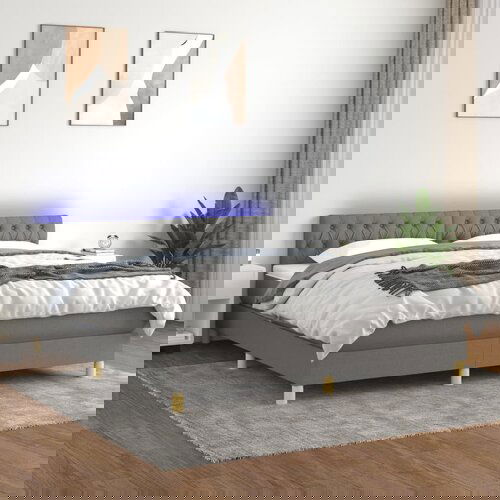 The Living Store Box spring postelja z vzmetnico LED temno siva 180x200 cm blago - Box Spring Postelja, (21515259) Slike