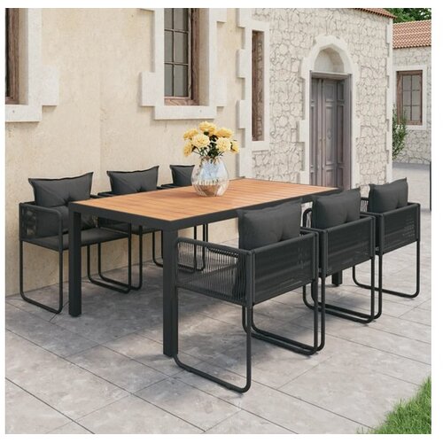 vidaXL 7-dijelni vrtni blagovaonski set od PVC ratana crno-smeđi Cijene