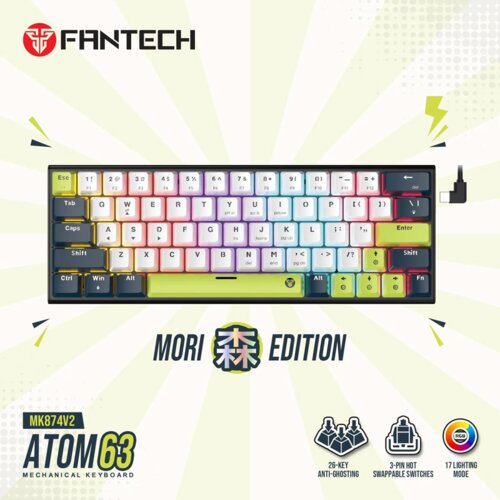  Tastatura Mehanicka Gaming Fantech MK874V2 RGB Atom 63 Mori bela (blue switch) Cene