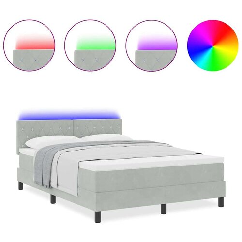 Box Spring Krevet s Madracem &amp;amp;amp LED Svjetlom Svjetlosiva 140x200 cm Bar&amp;scaron;un Slike