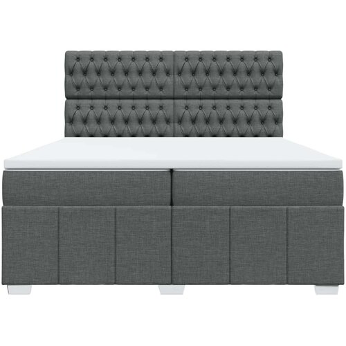 VidaXL Krevet s oprugama i madracem tamnosivi 200 x 200 cm od tkanine Slike