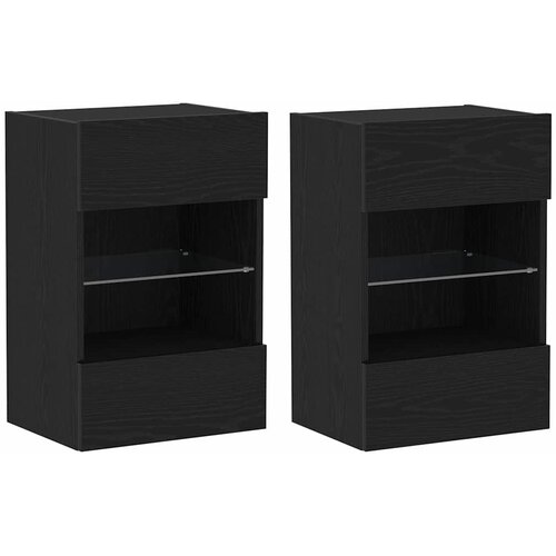  Set TV komoda 2 pcs Crna 40 x 30 x 60,5 cm Konstruirano drvo Slike