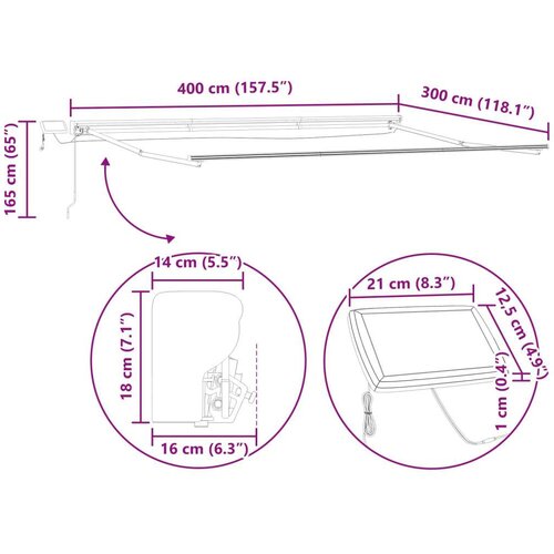  Ručni okvir tende s LED-ima Antracit 4 &amp;times; 3 m Aluminij - Antracit 4 &amp;times; 3 m Slike