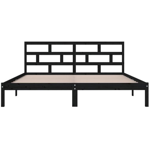  Okvir za krevet od masivnog drva crni 140 x 190 cm Slike