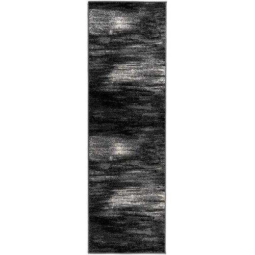  Trkački tepih FLORNES Tkani Crna Kistovi 80 x 200 cm PP 7 mm - Crni kistovi 80 x 200 cm Slike