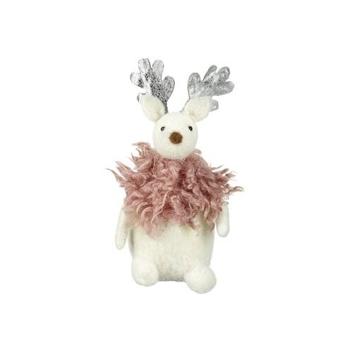 Heaven Sends Novogodišnja figura - Deep Pink Fluffy felt Moose Cene