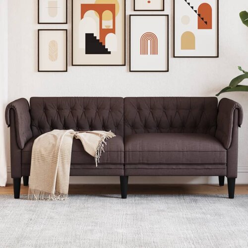  The Living Store Kavč dvosed Chesterfield temno rjava tkanina - Kavč Chesterfield, (21501691) Slike