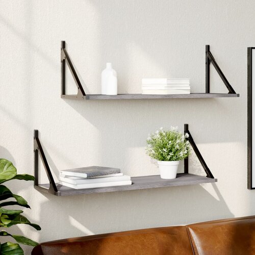 vidaXL Stenske police 2 kosa siva sonoma 80x25x25,5 cm inženirski les Cene