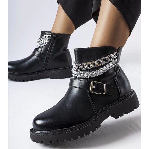 Gemre Black ankle boots with decorative chains Mezzavia Cene