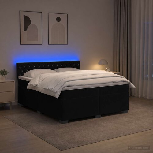  Krevet s box springom, madracem i LED-om Crna 200 x 200 cm Cijene