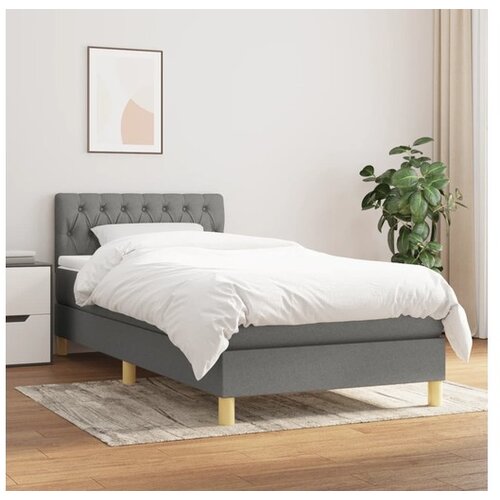  Box spring postelja z vzmetnico temno siva 80x200 cm blago Cene