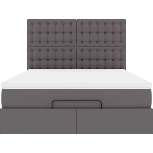 VidaXL otomanski okvir kreveta s madracem sivi 140x200cm umjetna koža Slike