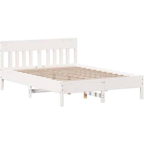 VidaXL Okvir kreveta bez madraca bijeli 135 x 190 cm masivna borovina Slike