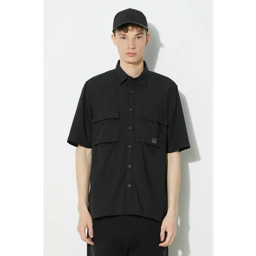 C.P. Company Pamučna košulja Cotton Rip-Stop za muškarce, boja: crna, regular, s klasičnim ovratnikom, 16CMSH213A005691G